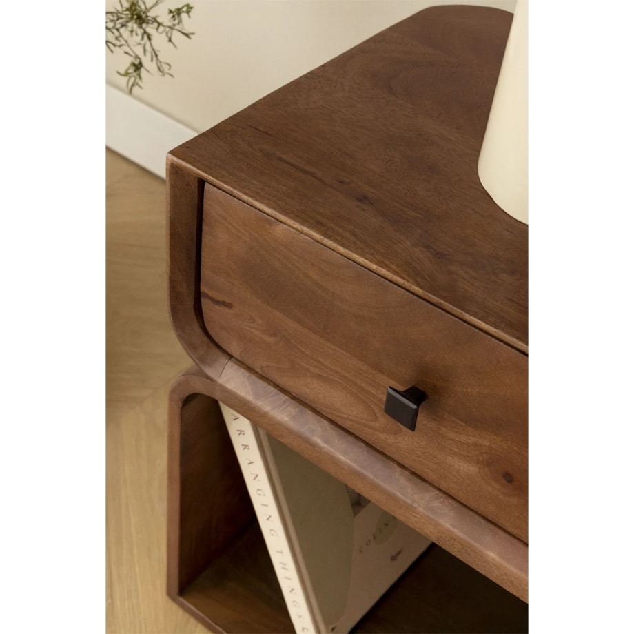 Szafka stolik nocny drewno mango, brązowy, Ferni, 40x35 cm