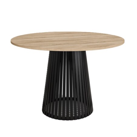 Stół okrągły VIV z lamelami do jadalni , salonu, blat 90 cm - dąb sonoma