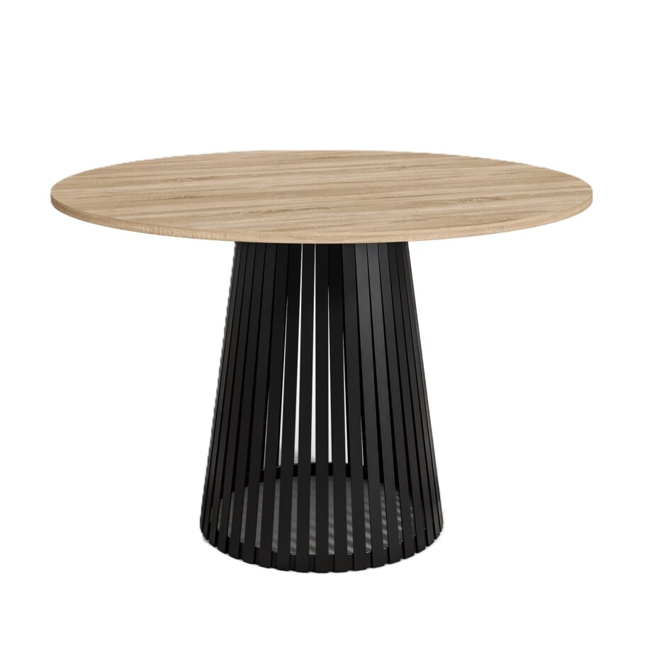 Stół okrągły VIV z lamelami do jadalni , salonu, blat 90 cm - dąb sonoma