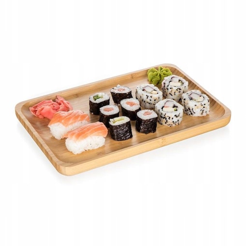 PATERA TACA na jedzenie przekąski z bambusa BAMBUSOWY talerz półmisek 35 cm