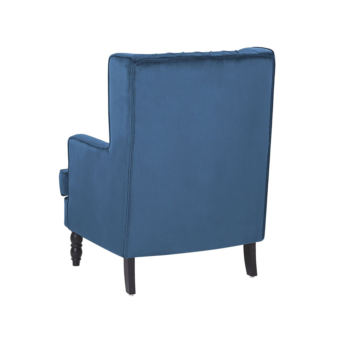 Fotel welurowy z podnóżkiem niebieski SANDSET