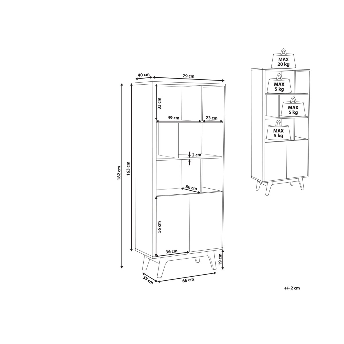 Regał ciemne drewno z białym COLUMBUS
