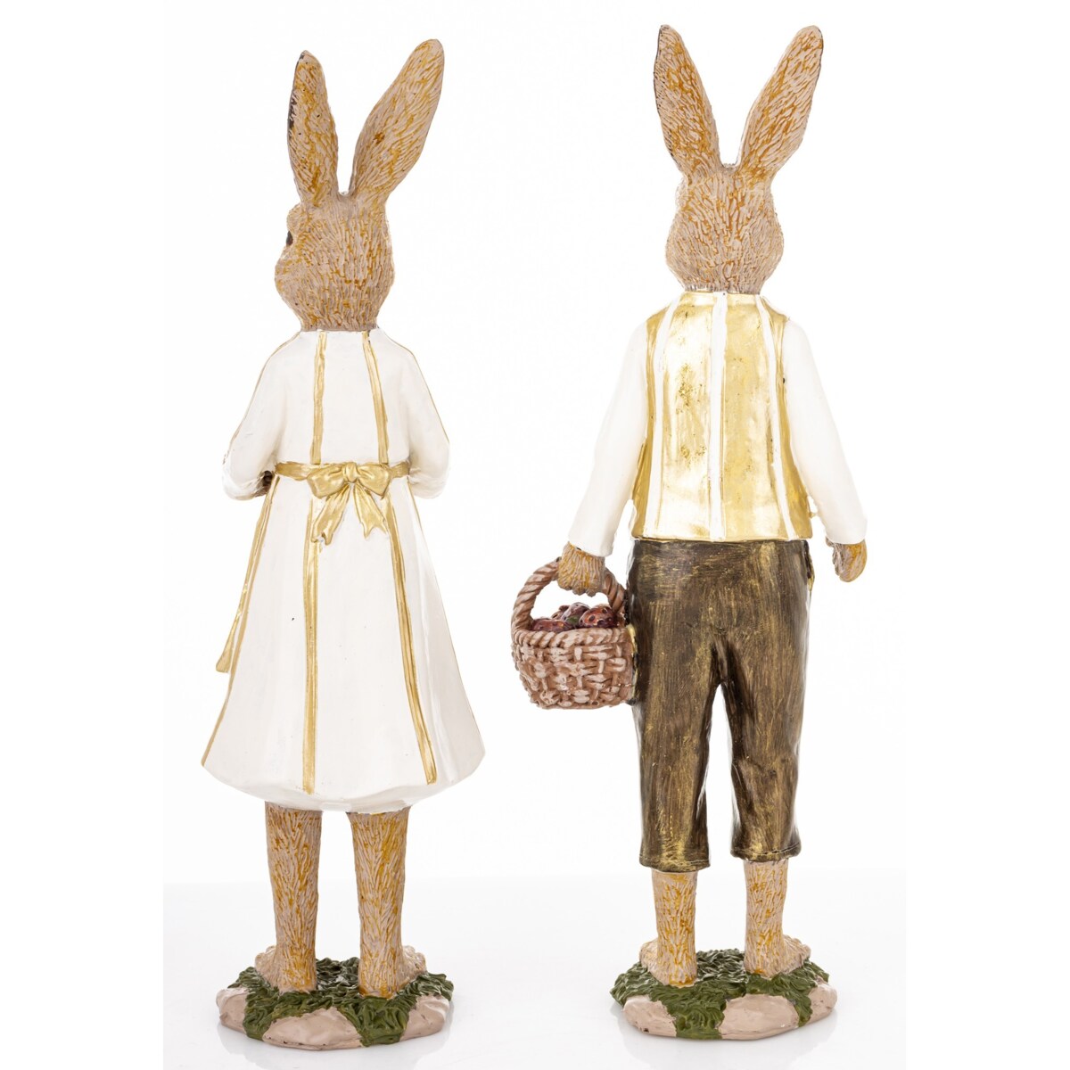 Dekoracja - para królików 25,5x9,5x6 i 25x7,5x7 cm RAFFINATO z koszykami