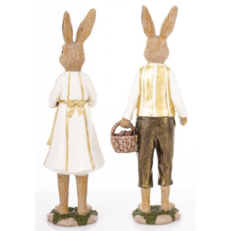 Dekoracja - para królików 25,5x9,5x6 i 25x7,5x7 cm RAFFINATO z koszykami
