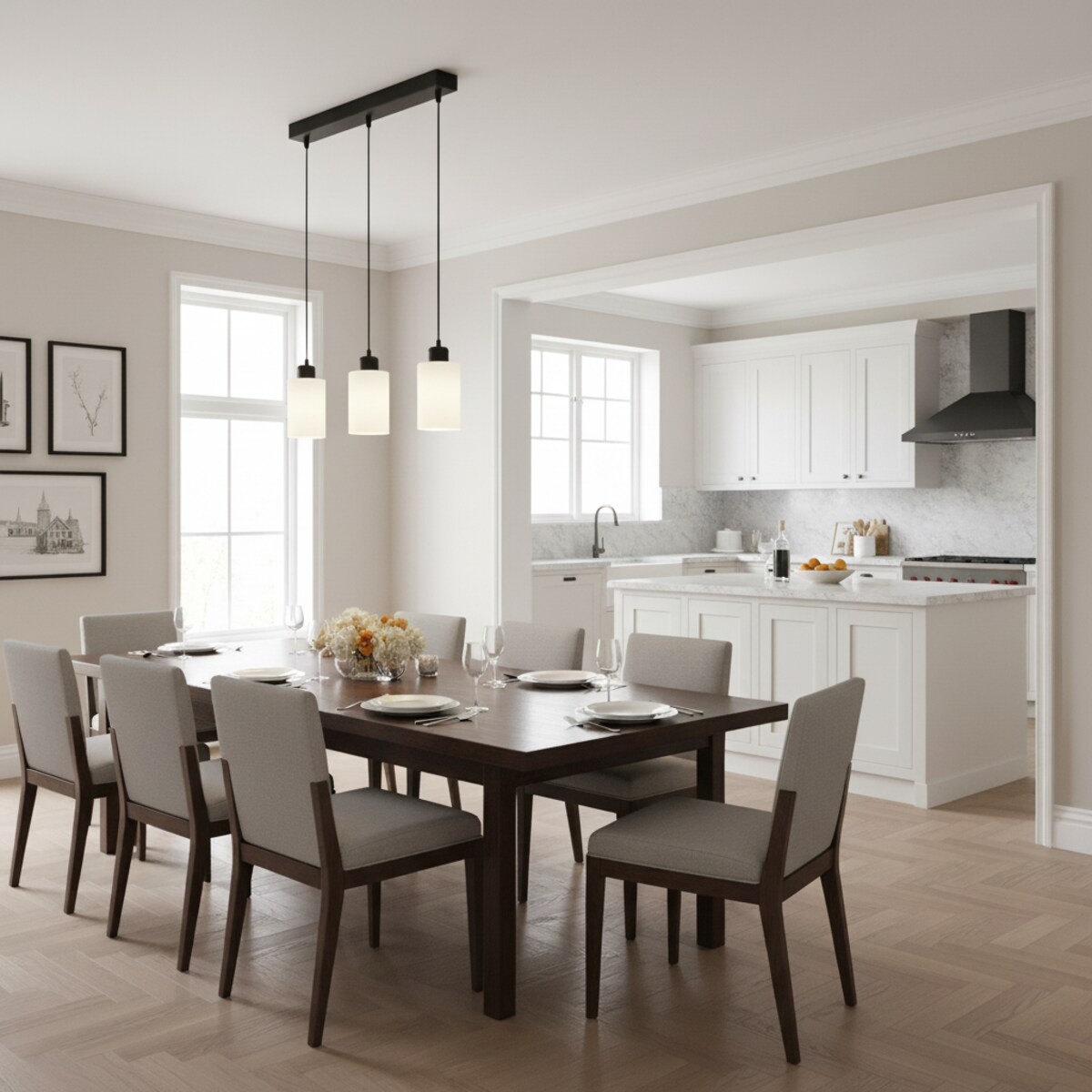 lampa wisząca 3 punktowa edylit czarna z białym kloszem