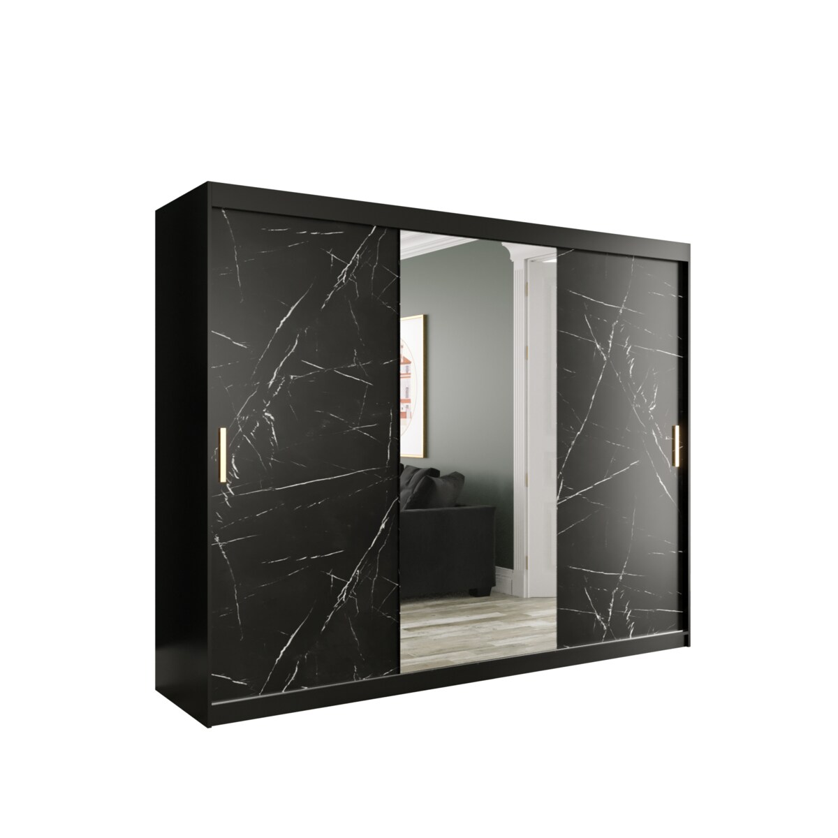 Szafa przesuwna Garderoba MARMUR T1 250 gł. 62 czarny