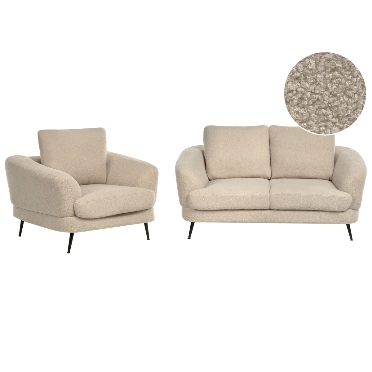 Komplet wypoczynkowy dla 3 osób KJAER Boucle Jasnobeżowy