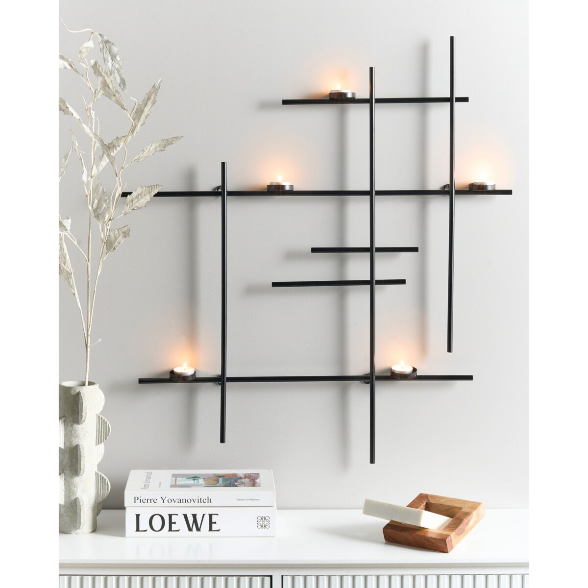 Świecznik wiszący PORTO 74 cm Czarny