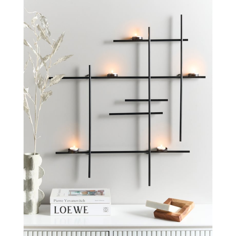 Świecznik wiszący PORTO 74 cm Czarny