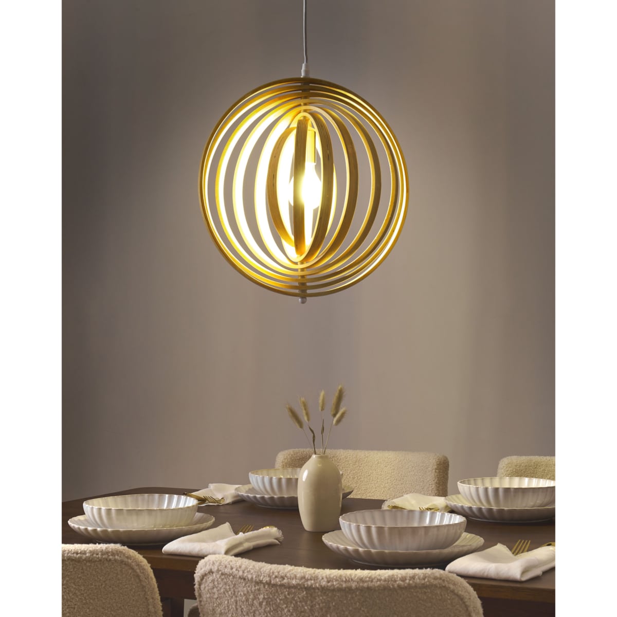 Lampa wisząca MURRELL Drewno topolowe Jasnobrązowy