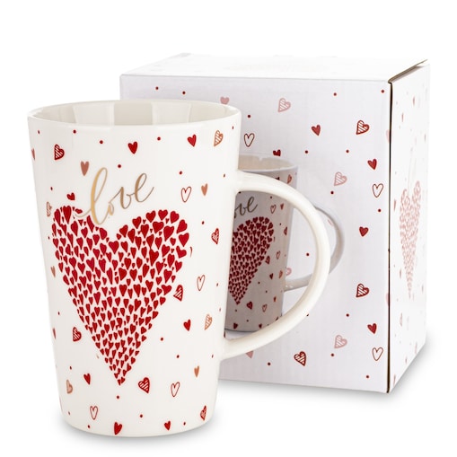 Kubek porcelanowy 440 ml z czerwonym sercem 13x13x8,5 cm AMAR
