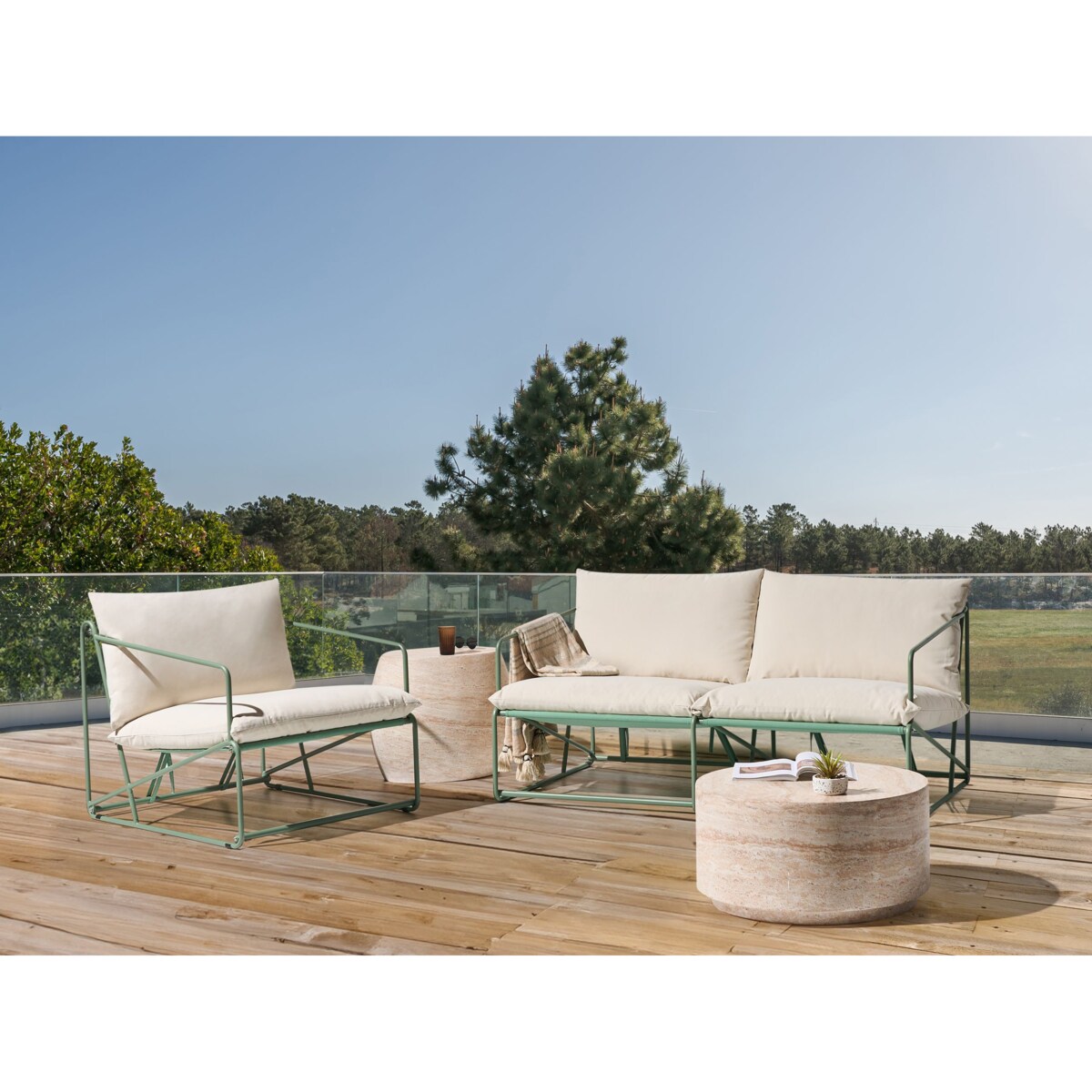 Zestaw ogrodowy dla 3 osób PONTE Metal Zielony