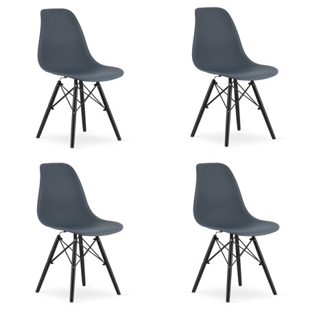 Krzesło Do Jadalni Kuchni Salonu Osaka Dark Slate / Nogi Czarne X 4