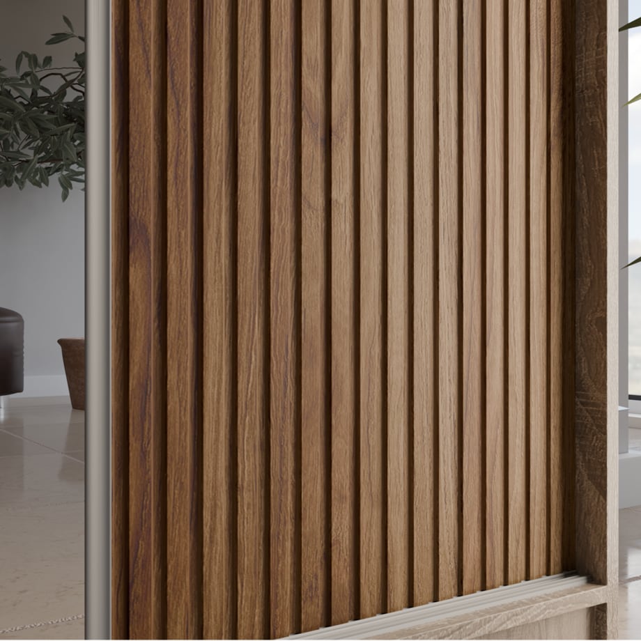 Szafa przesuwna V200 z lustrem i szufladami - sonoma+ ryfle catania