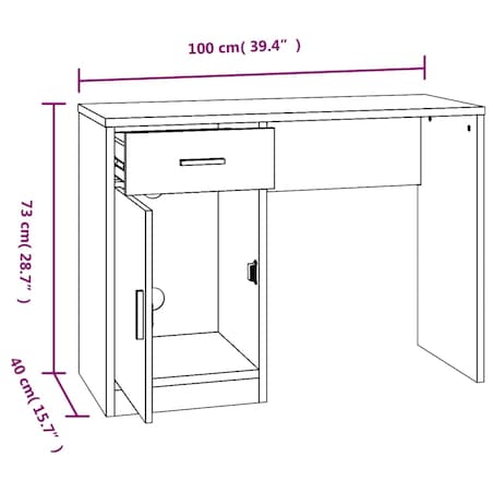 vidaXL Biurko z szufladą i szafką, białe z połyskiem, 100x40x73 cm