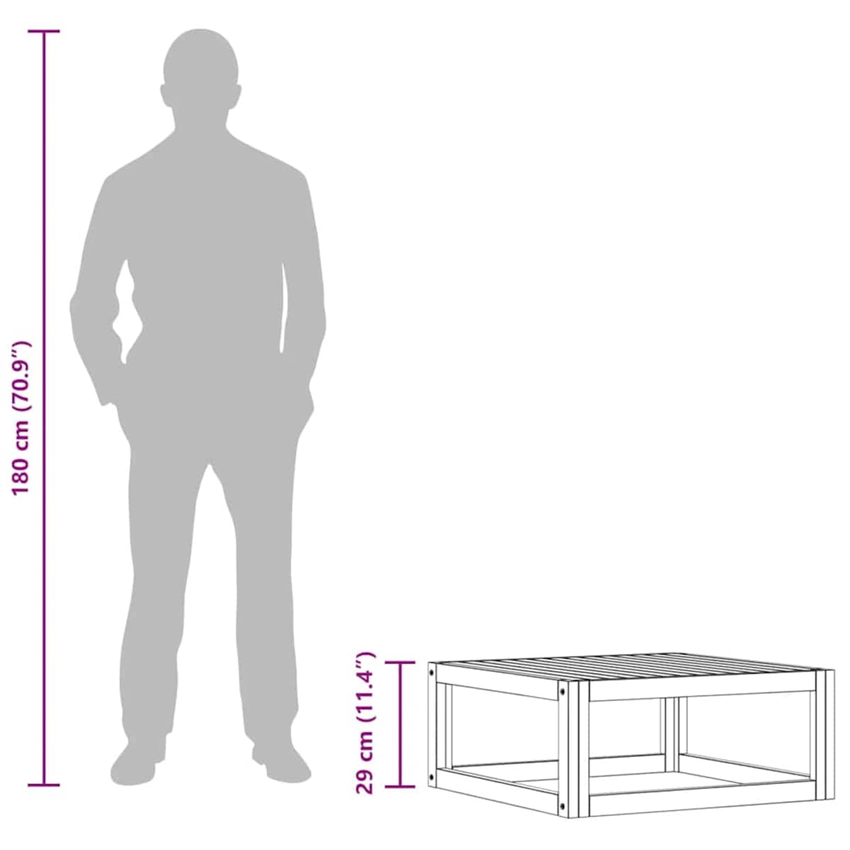 vidaXL Stolik kawowy, 68x68x29 cm, lite drewno akacjowe