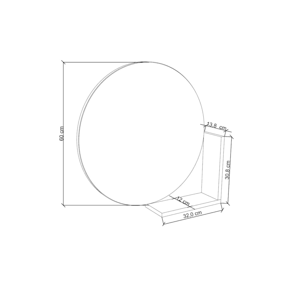 Okrągłe Białe Lustro z półką Lucija / średnica 60 cm