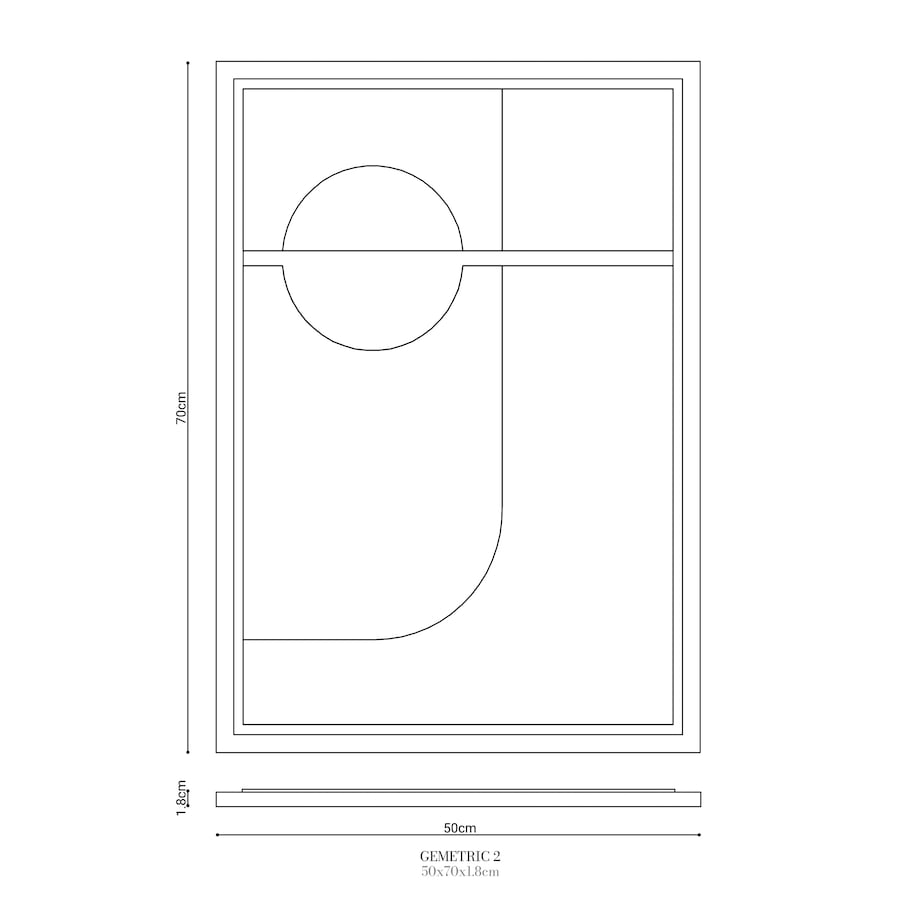 Obraz 3D 50x70cm Geometric II – Dekoracja Ścienna z Tynku Naturalnego, Milky Grey Minimalistyczny Relief