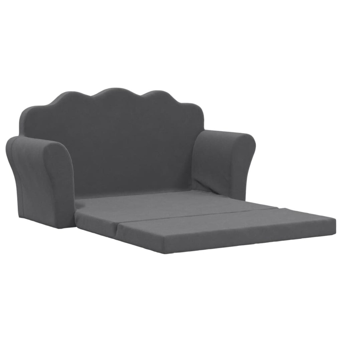 vidaXL 2-os. sofa dla dzieci, rozkładana, antracytowa, miękki plusz