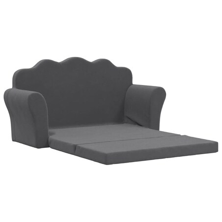 vidaXL 2-os. sofa dla dzieci, rozkładana, antracytowa, miękki plusz