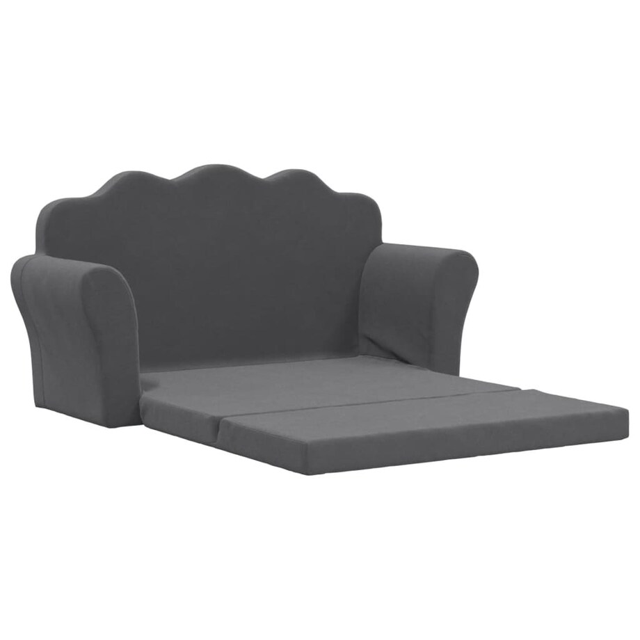 vidaXL 2-os. sofa dla dzieci, rozkładana, antracytowa, miękki plusz