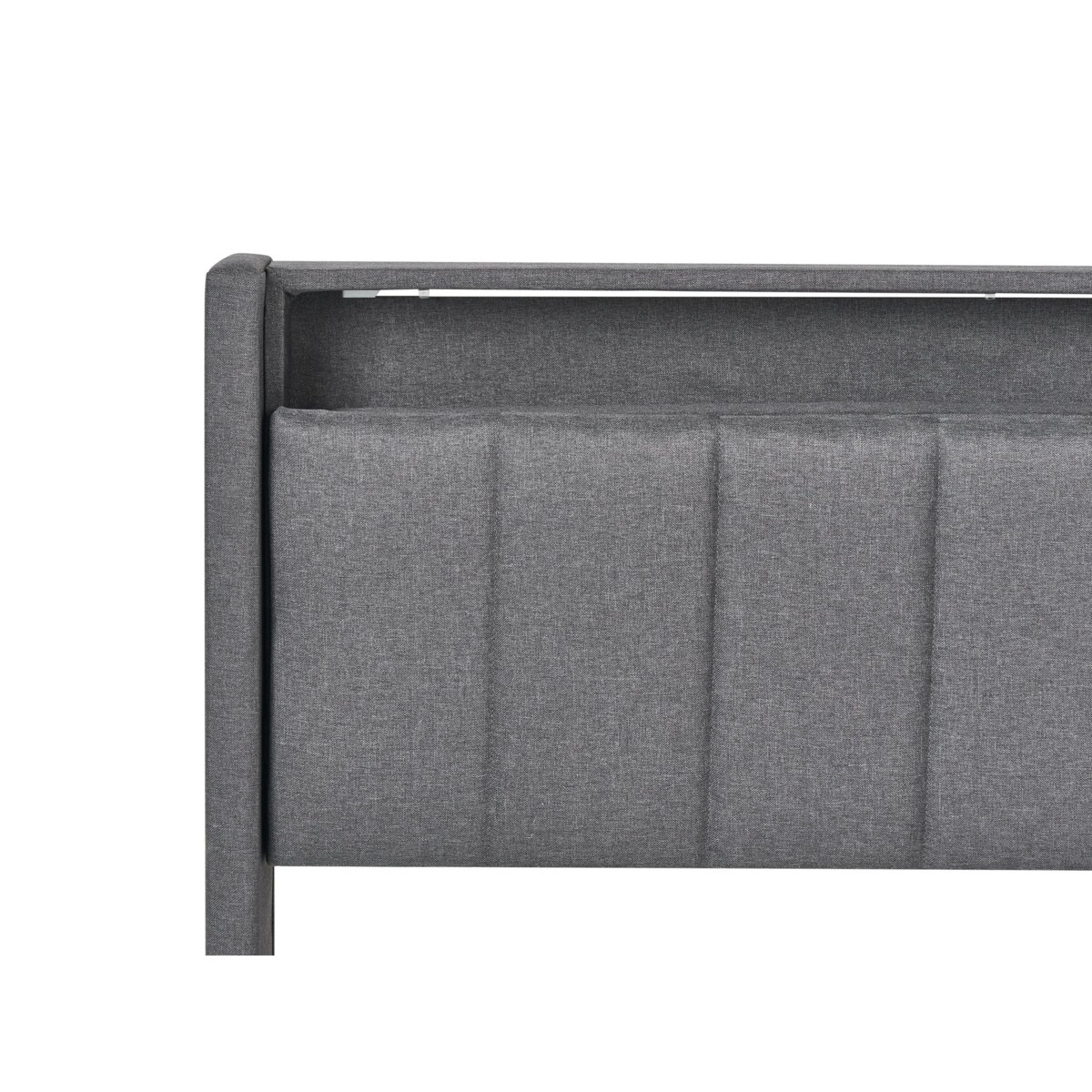 Łóżko LED BEAULIEU 160 x 200 cm Z portem USB ze schowkiem Ciemnoszary