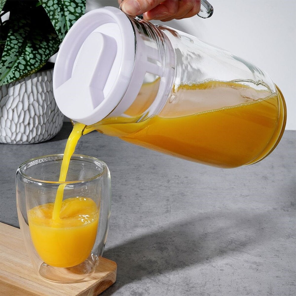 Dzbanek z pokrywką szklany 2 l do lemoniady soku wody na napoje szklany