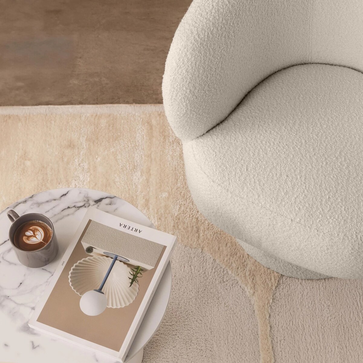 Fotel obrotowy 80x72x70 cm bouclé Nalf - IV jasnobeżowy