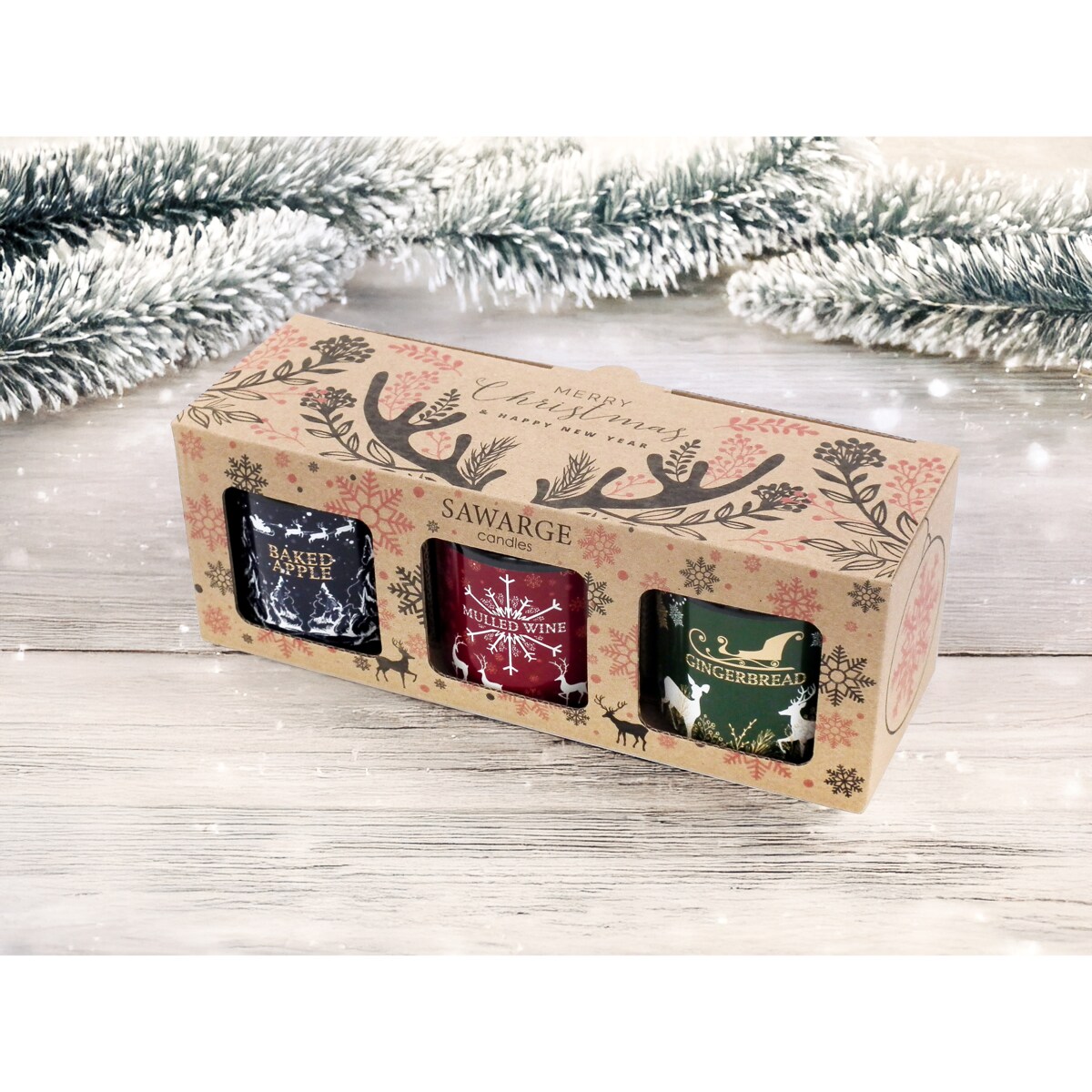 Świece sojowe zestaw na prezent 3 skrzaty świąteczne