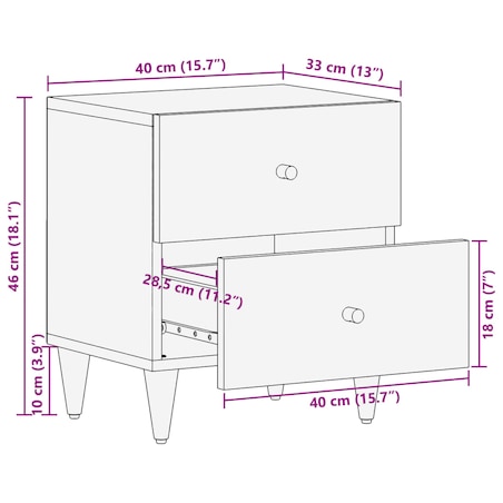 vidaXL Szafki nocne, 2 szt., 40x33x46 cm, lite drewno mango