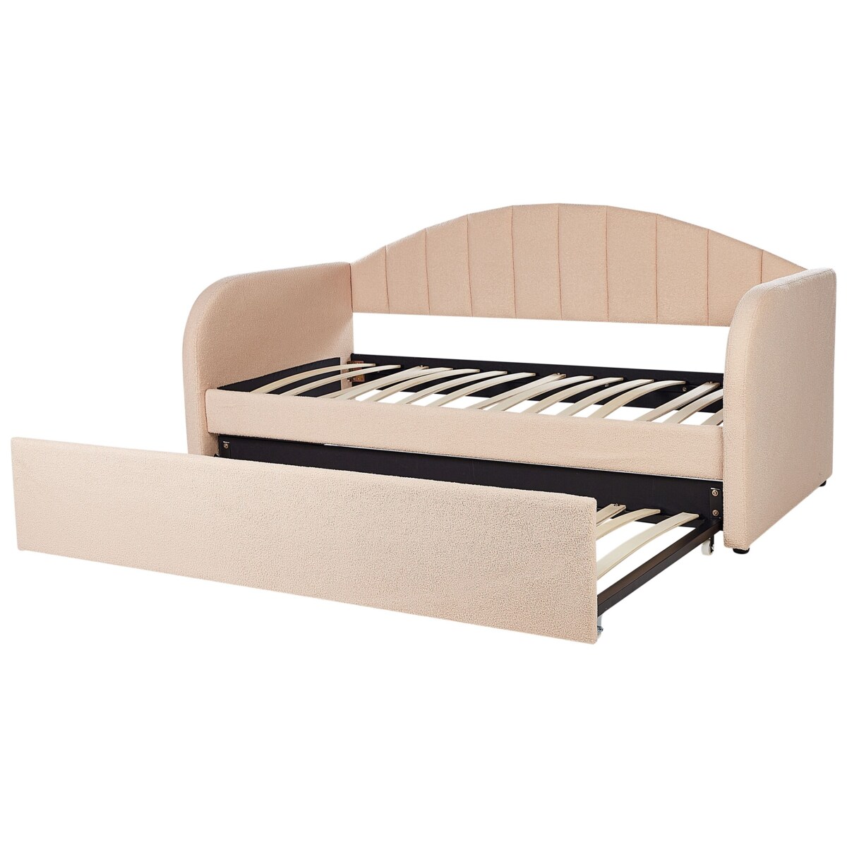 Łóżko wysuwane boucle 90 x 200 cm brzoskwiniowe EYBURIE