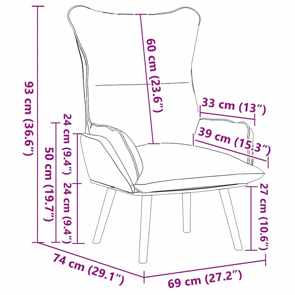 vidaXL Fotel relaksacyjny Czerwony 69 x 74 x 93 cm Skóra syntetyczna