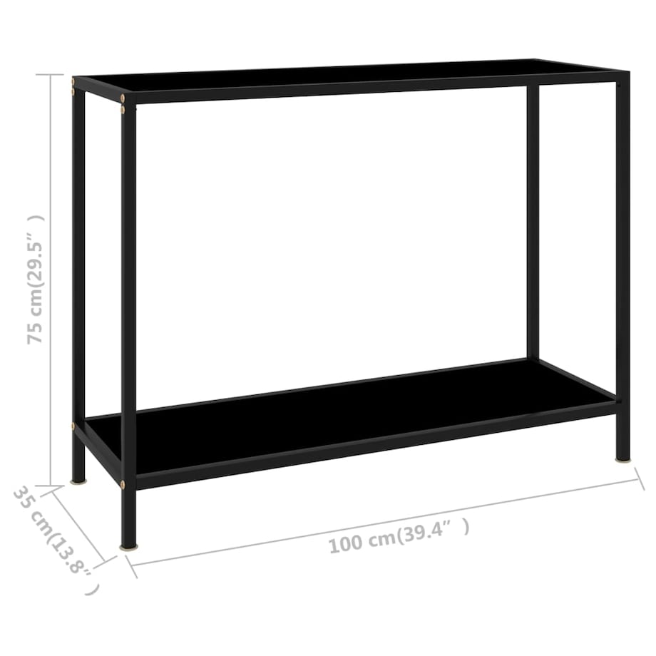 vidaXL Stolik konsolowy, czarny, 100x35x75 cm, szkło hartowane