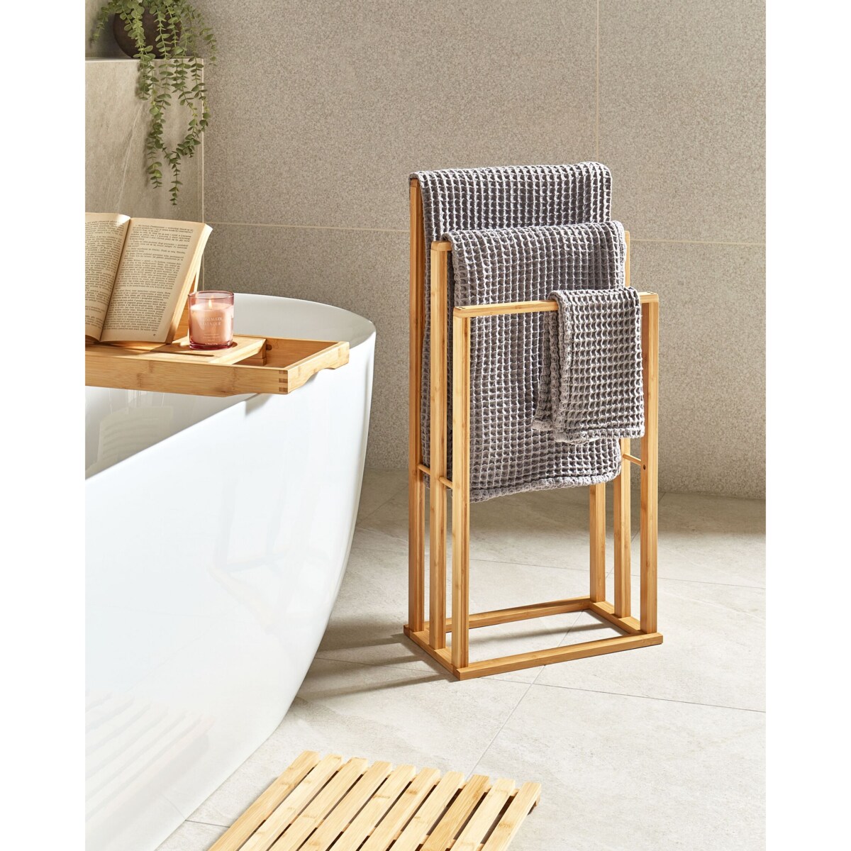 Bambusowy stojak na ręczniki 40 x 81 cm jasne drewno TUPELO