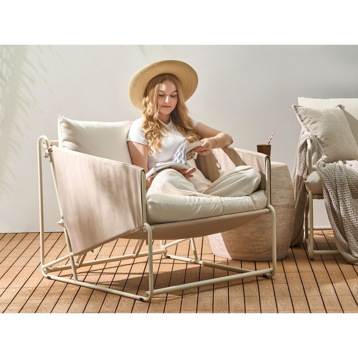 Zestaw ogrodowy dla 4 osób PONTE Metal Beżowoszary