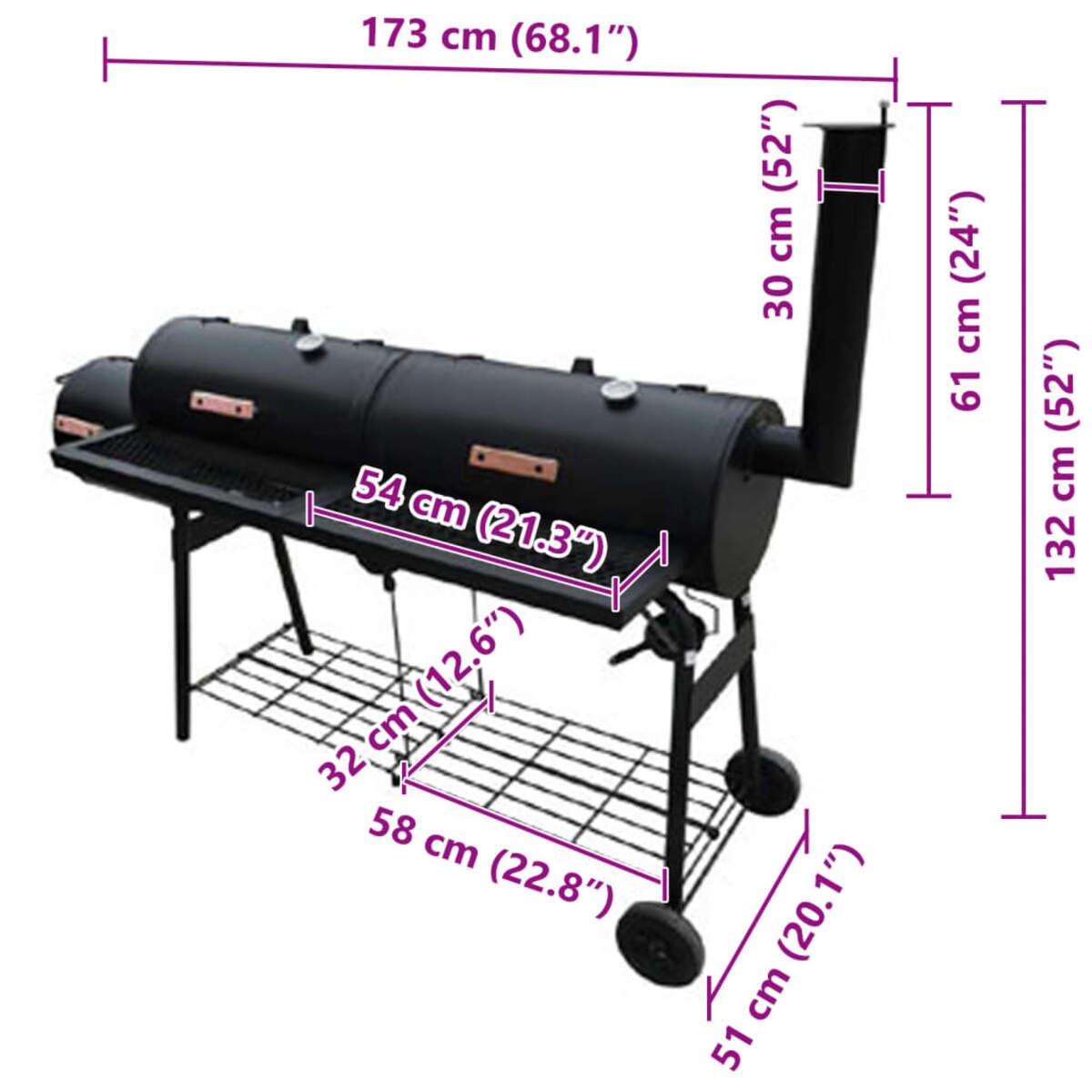 vidaXL Grill z wędzarnią Nevada, XL, czarny