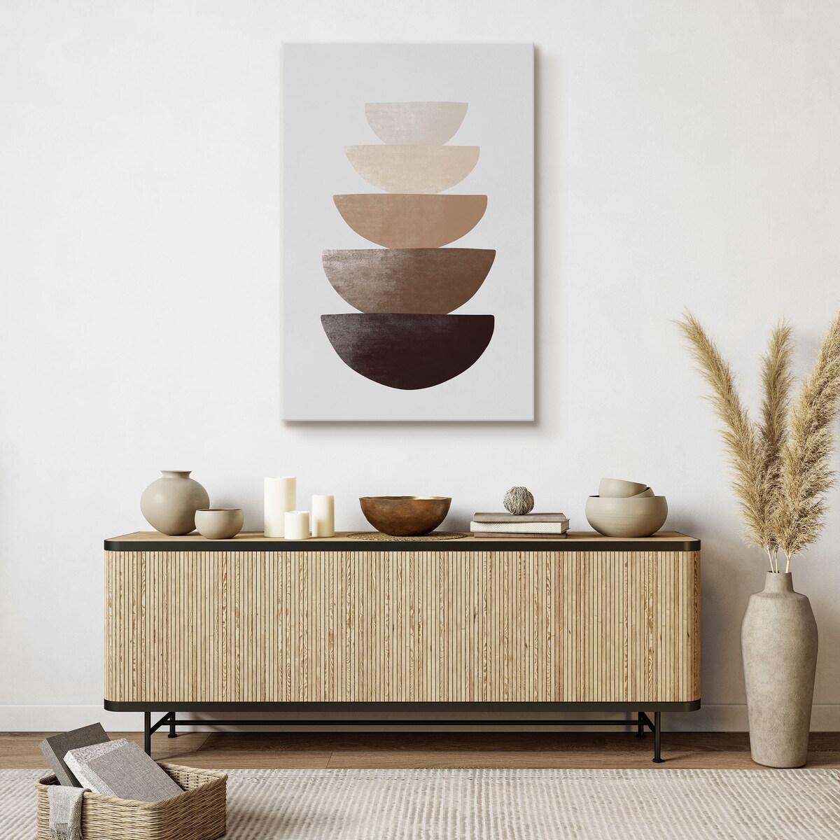 Obraz Pastelowe Beżowe Naczynia Japońskie 30x40cm