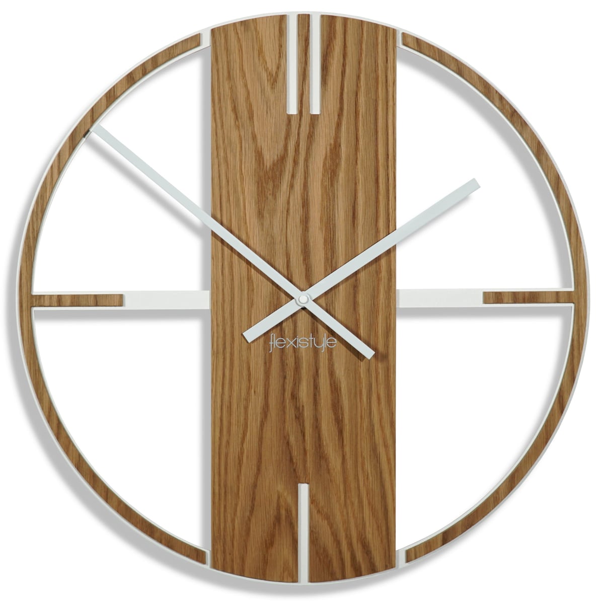 Metalowy zegar ścienny dębowy Unique 50cm