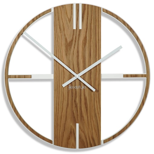 Metalowy zegar ścienny dębowy Unique 50cm
