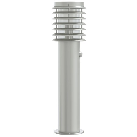 vidaXL Lampa ogrodowa na słupku, z czujnikiem, srebrna, 60 cm, stal