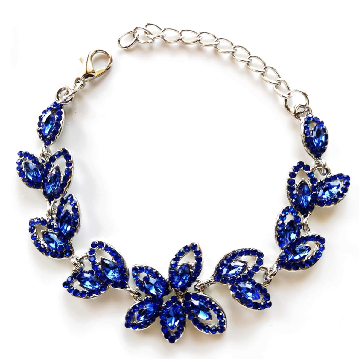 Bransoletka niebieska listki kwiatowa wyjściowa