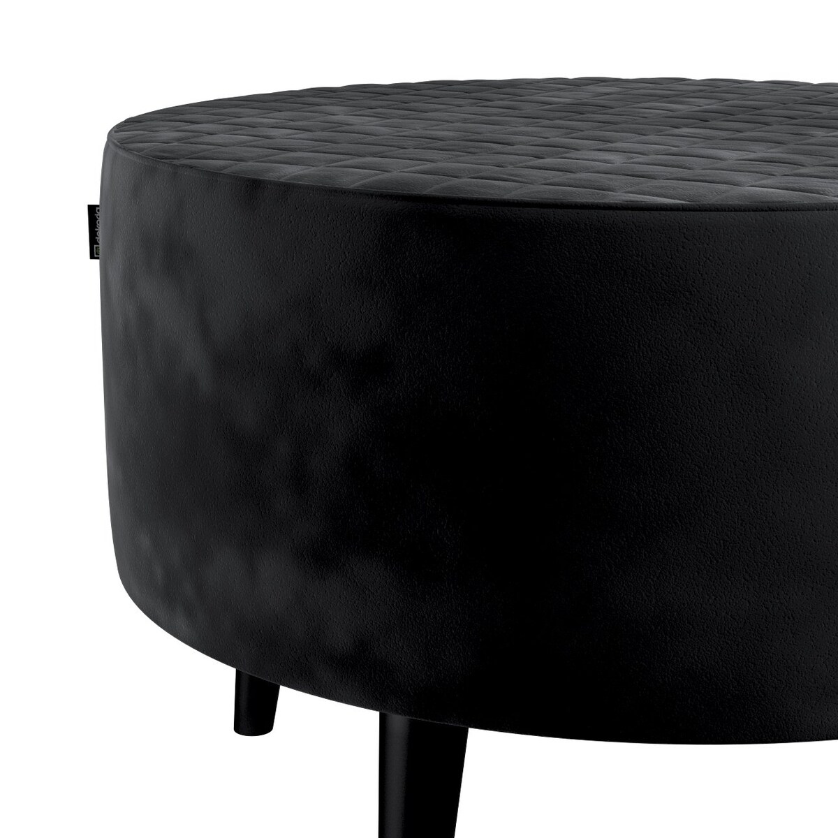 Podnóżek okrągły pikowany, głęboka czerń, Ø60 x 40 cm, Velvet