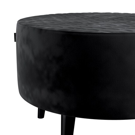Podnóżek okrągły pikowany, głęboka czerń, Ø60 x 40 cm, Velvet