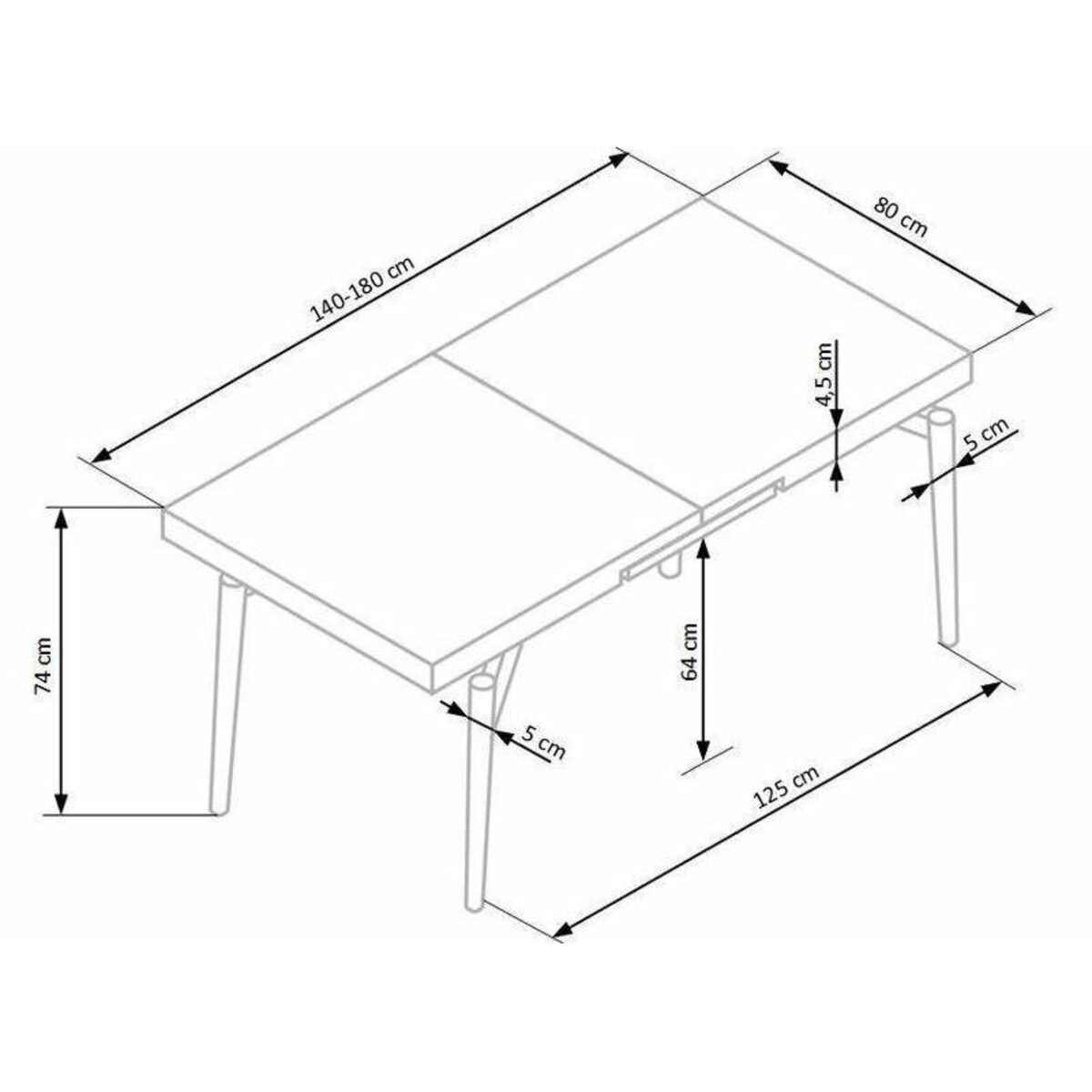 STÓŁ ROZKŁADANY Mella NATURALNY DĘBOWY BLAT czarne nogi