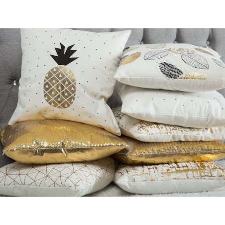 2 poduszki dekoracyjne w cekiny 45 x 45 cm złote ASTER