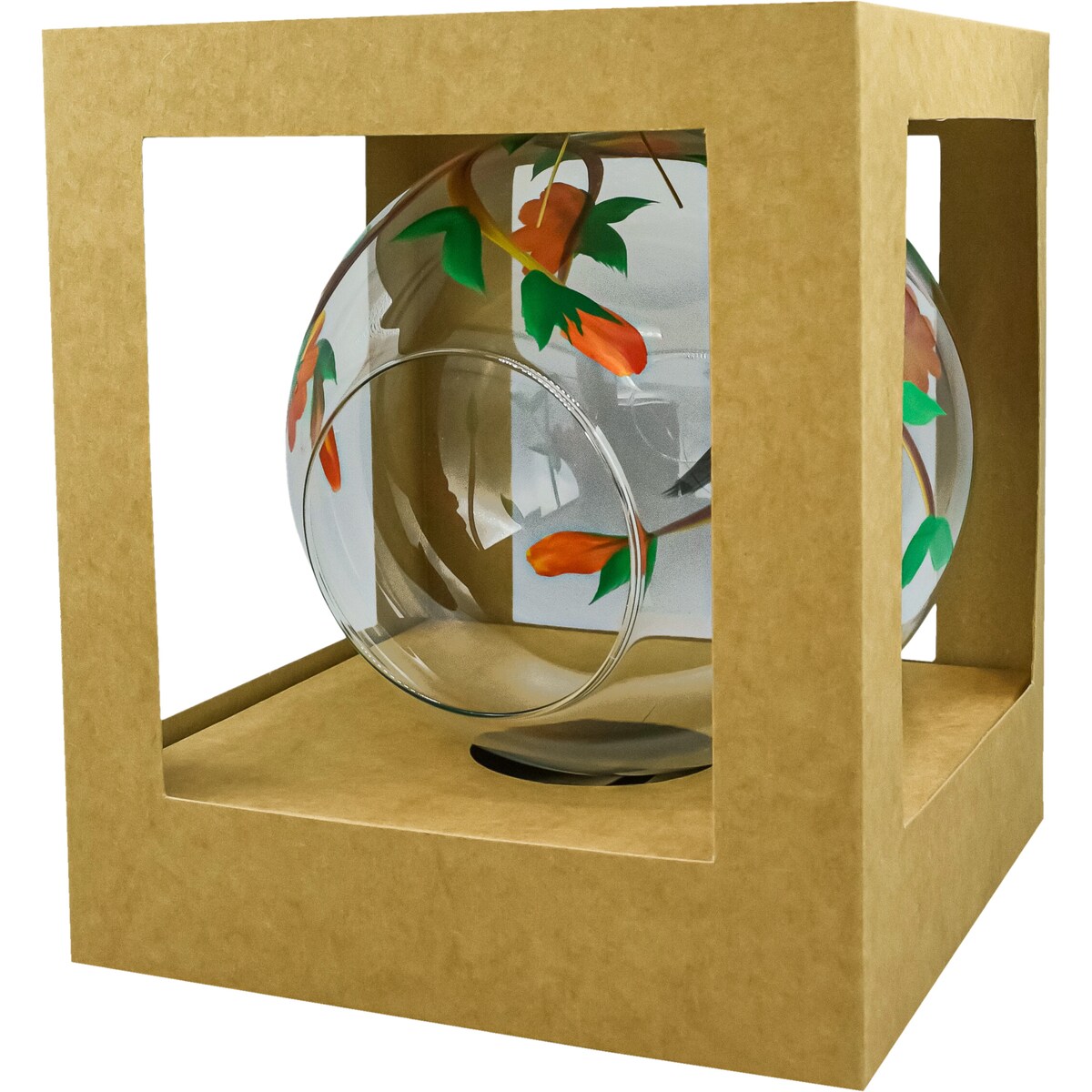 Bombka choinkowa: Lampion: ptak i kwiaty