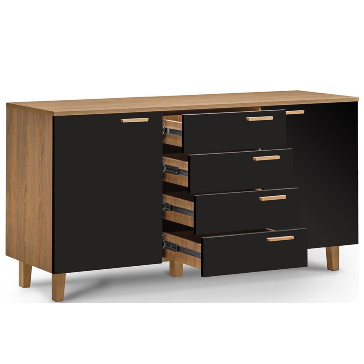 KONSIMO FRISK Skandynawska komoda z szufladami w kolorze czarnym