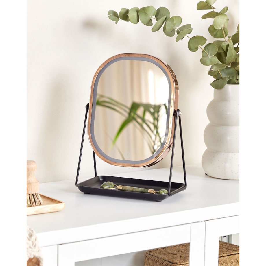 Lusterko kosmetyczne LED 20 x 22 cm różowe złoto DORDOGNE