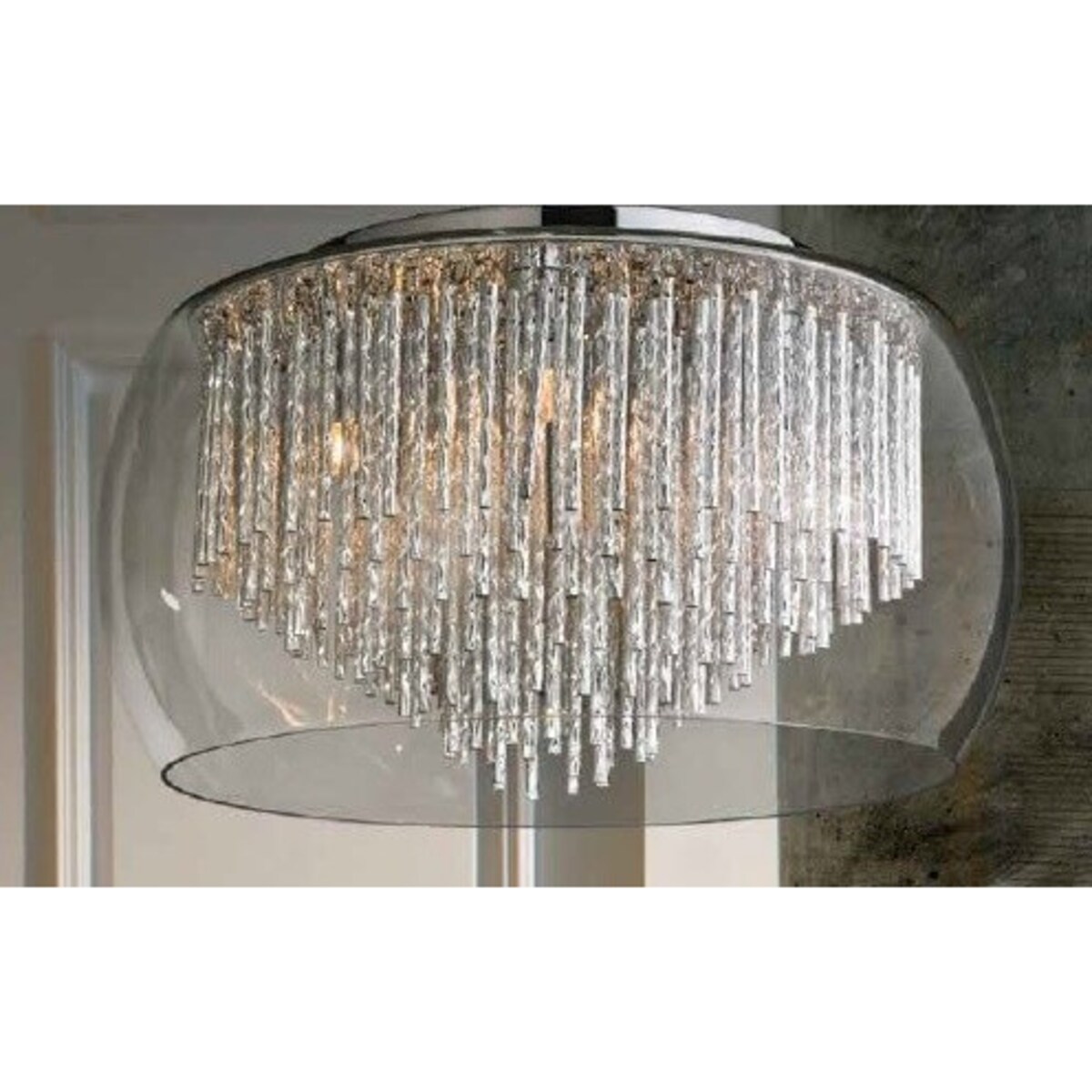 Sufitowa lampa szklana Rego do jadalni kryształki chrom