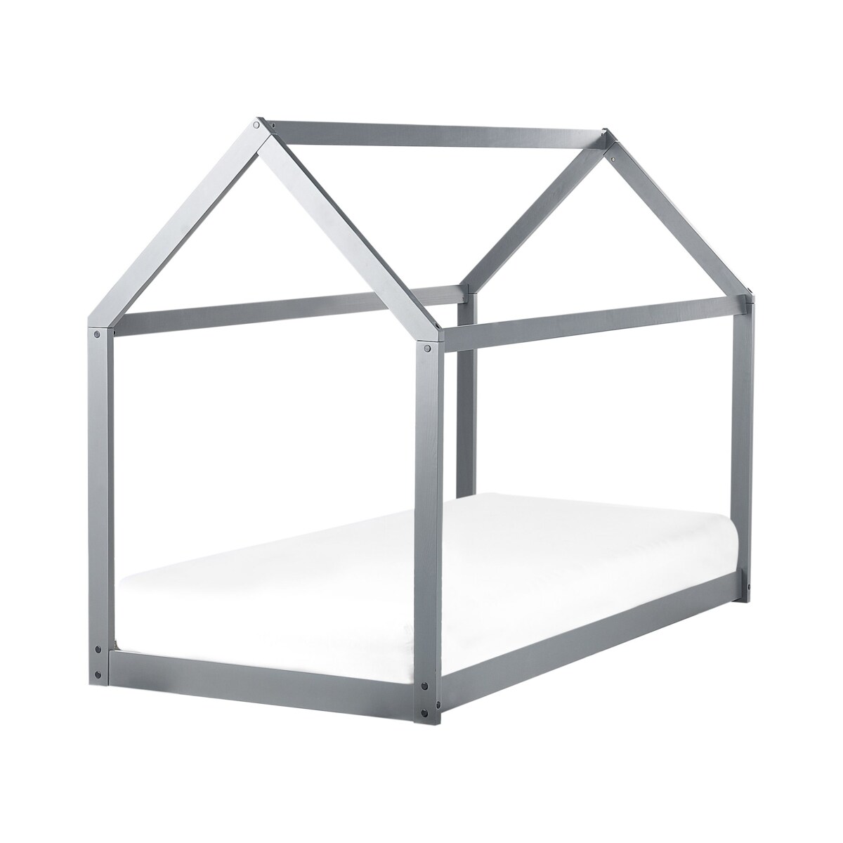 Łóżko dziecięce domek drewniane 90 x 200 cm szare TOSSE